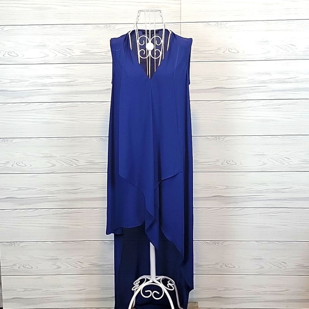 BCBGMAXAZRIA Tara tiered ruffle sleeveless dress - royal blue Women's Size XXS